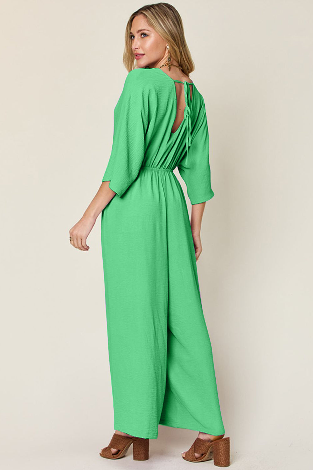 Chic Casual Full Size Half Sleeve Wide Leg Jumpsuit