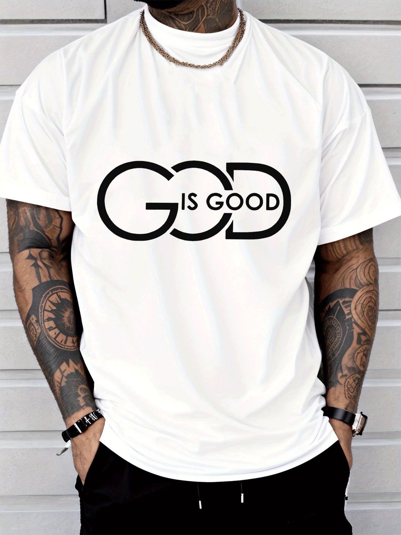 Men's Casual Graphic Tee Featuring a Crew Neck, Perfect for Street Style Fashion