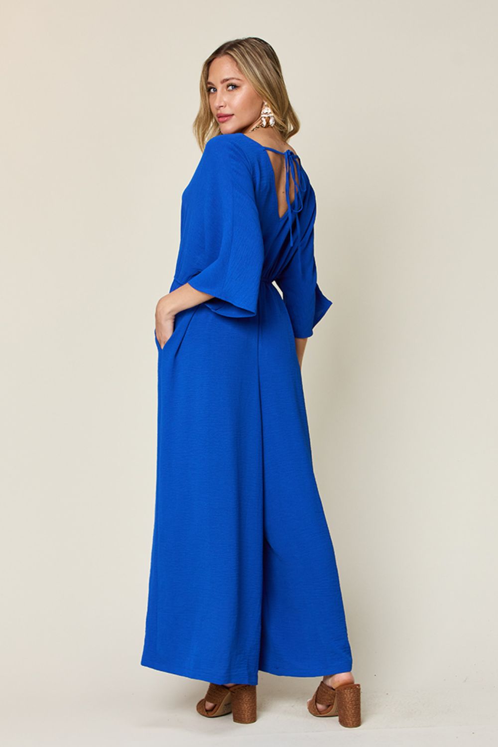 Chic Casual Full Size Half Sleeve Wide Leg Jumpsuit