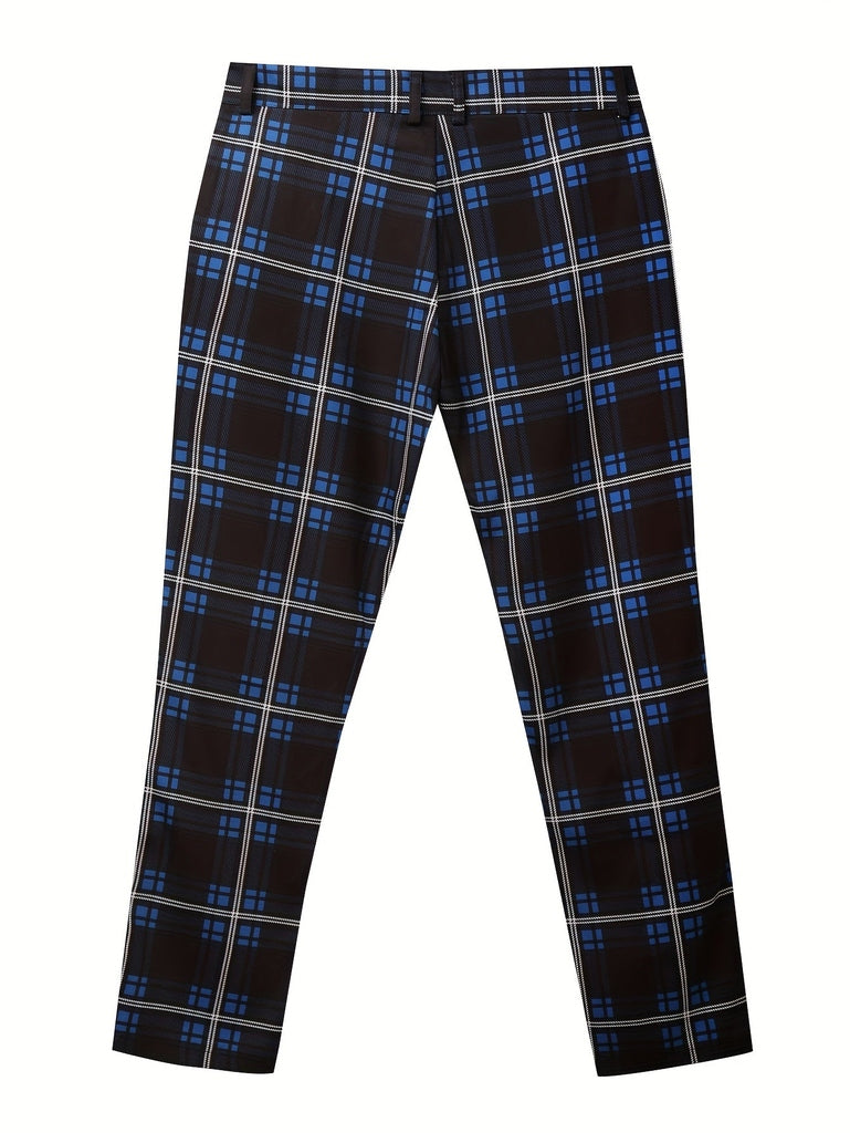 Men's Plaid Dress Pants - Comfortable Stretch, Vintage Formal Wear
