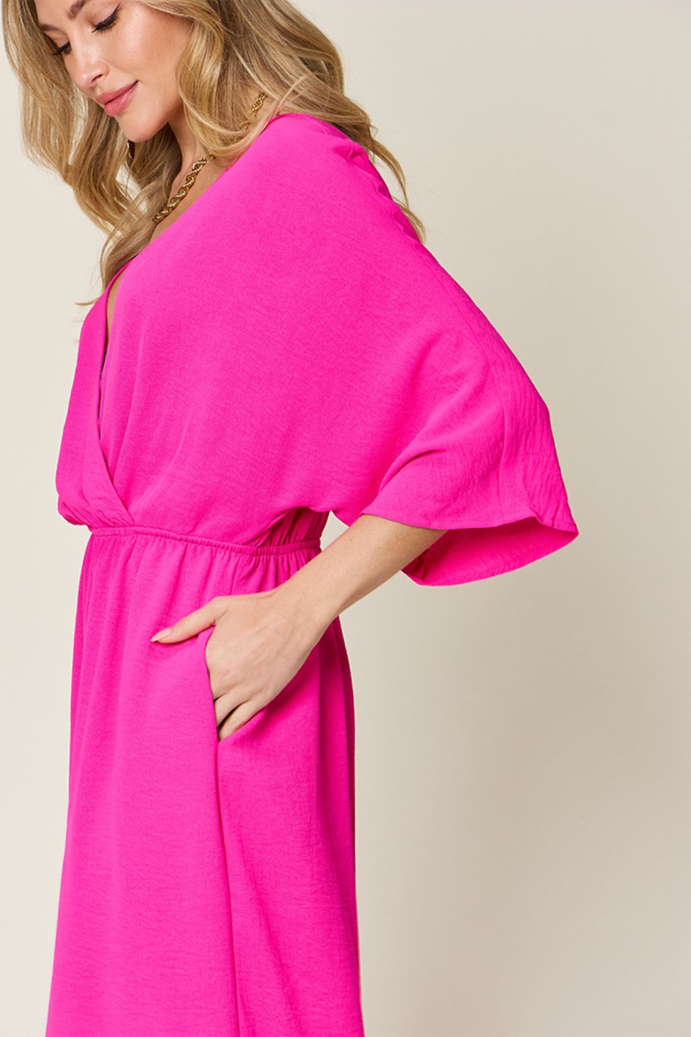Chic Casual Full Size Half Sleeve Wide Leg Jumpsuit