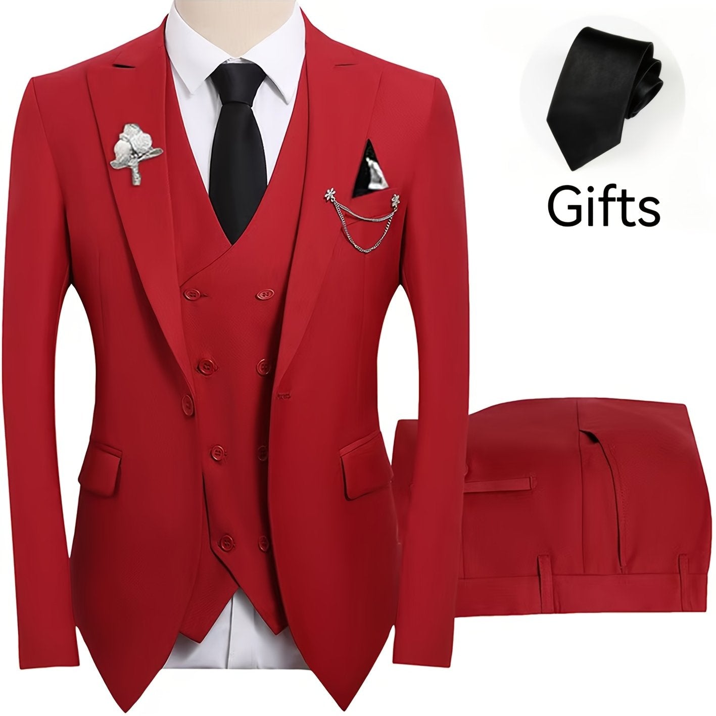 Men's 3-Piece Suit Set (Suit Jacket + Vest + Pants, with a Tie) Slim Fit Tailcoat