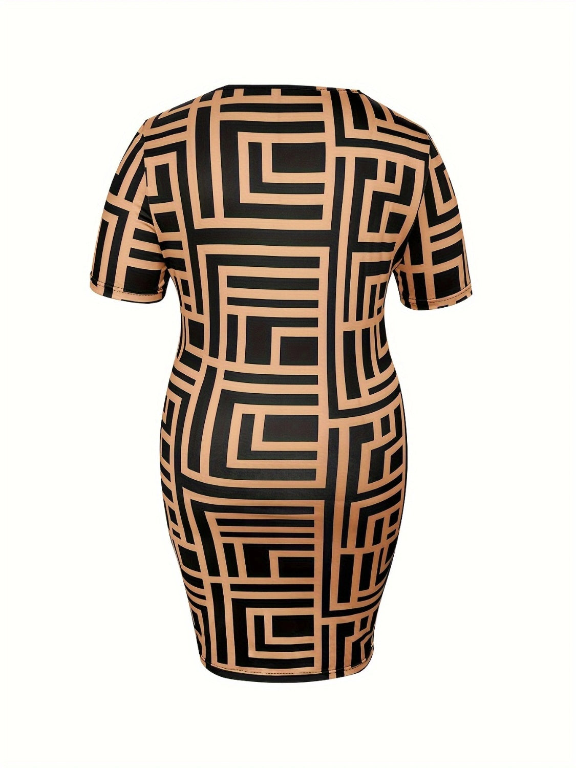 Plus Size Elegant Chic Neck Short Sleeve Mini Formal Dress