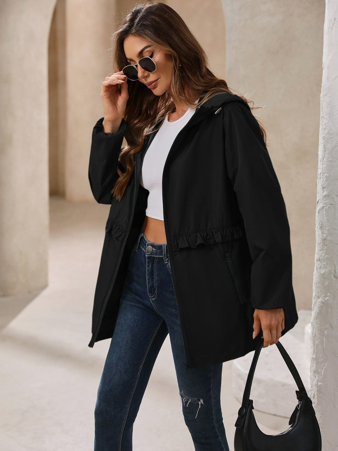 Women's Pullover Outdoor Waterproof Long Sleeve Hooded Windbreaker