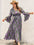 Elegant Women's Plus Size Printed V-Neck Long Sleeve Maxi Dress