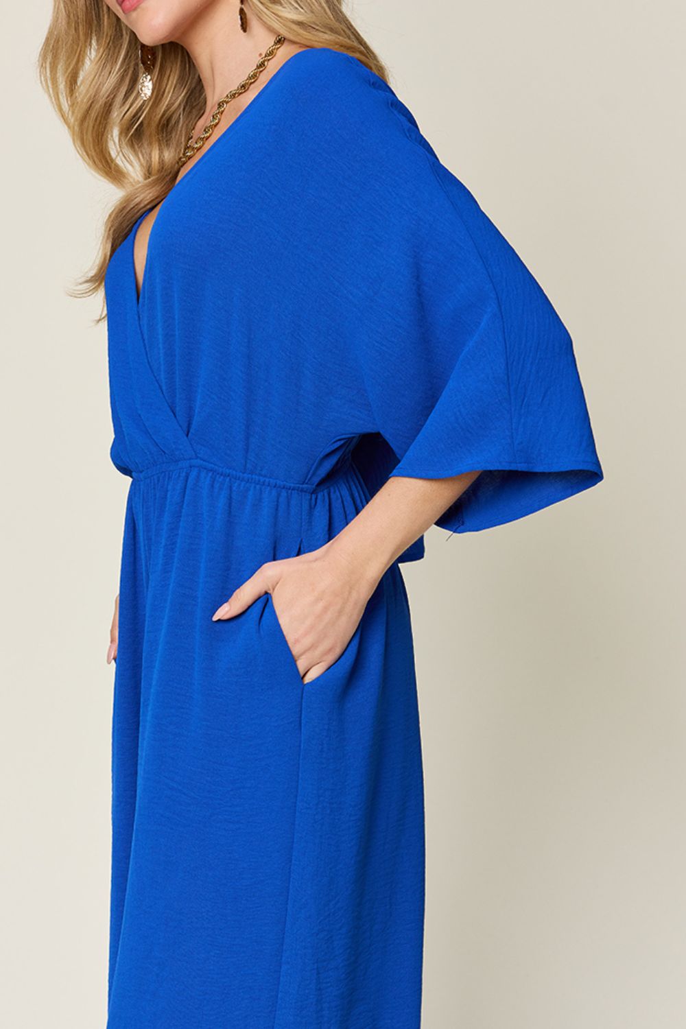 Chic Casual Full Size Half Sleeve Wide Leg Jumpsuit
