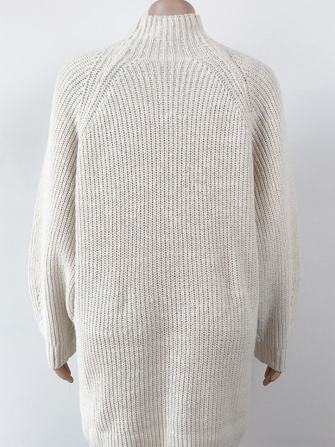 Warm and Fashionable Mock Neck Dropped Shoulder Sweater Dress