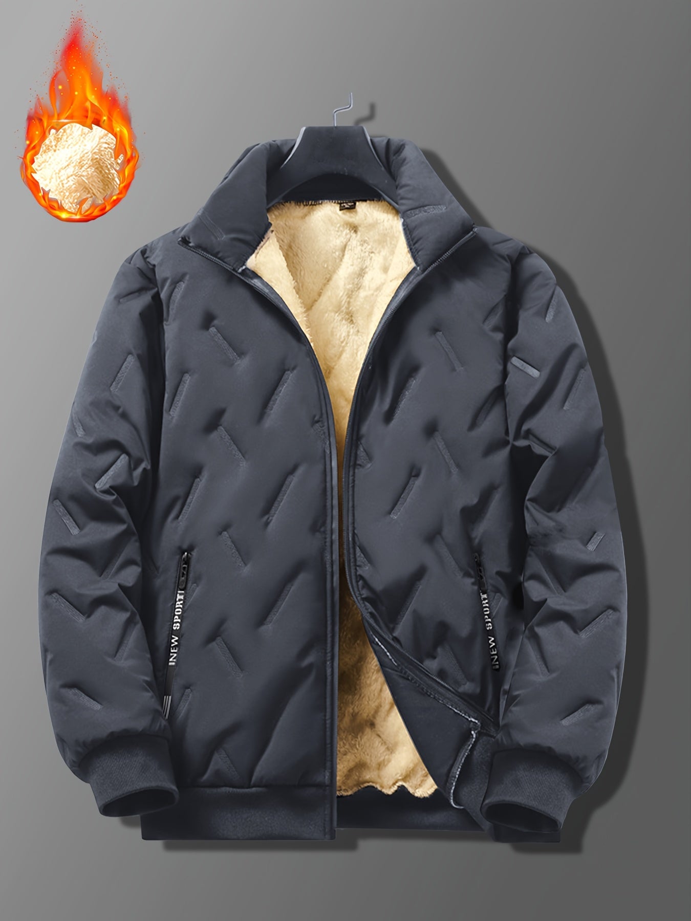 Men's Winter Sports Jacket - Lapel Collar, Long Regular Sleeves
