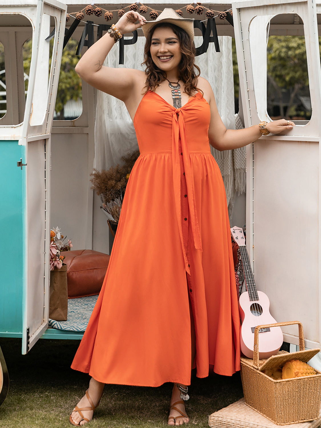 Women Plus Size Modern Halter Neck Casual Midi Dress