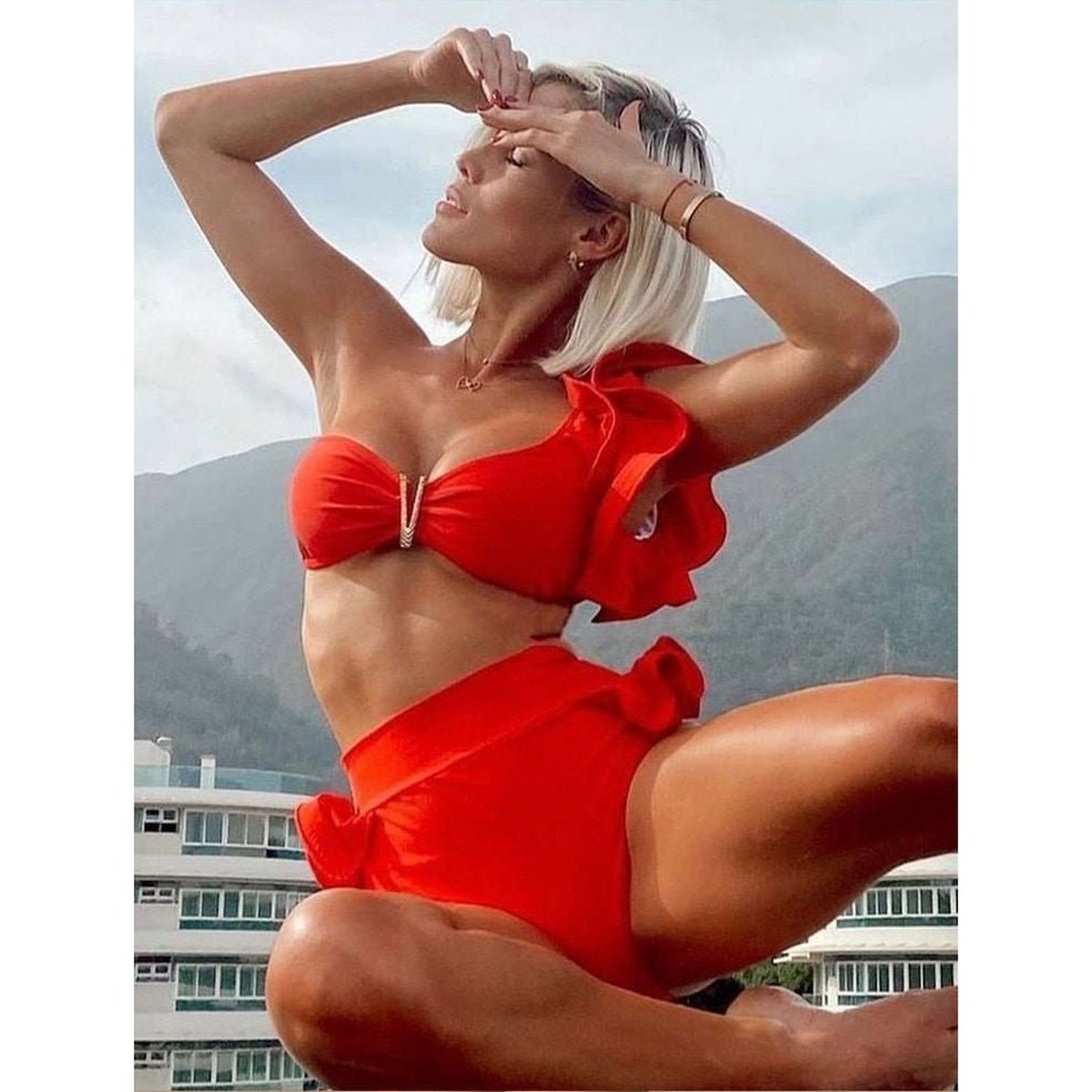 Bandage Bikini Set with Ruffled Push-Up Padded Bra