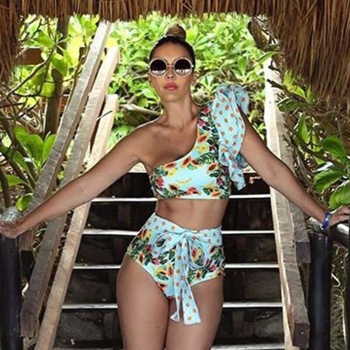 Bandage Bikini Set with Ruffled Push-Up Padded Bra