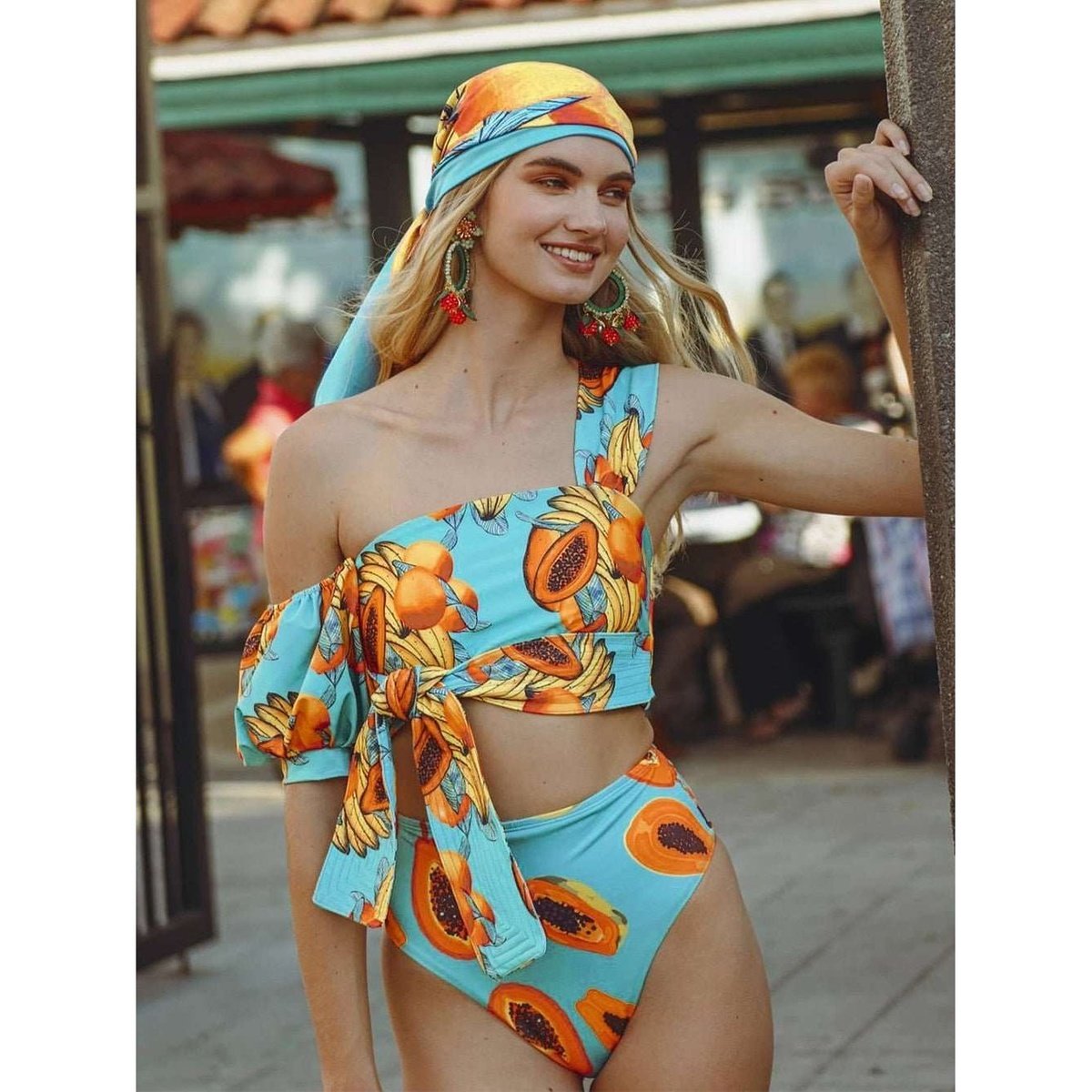 Bandage Bikini Set with Ruffled Push-Up Padded Bra