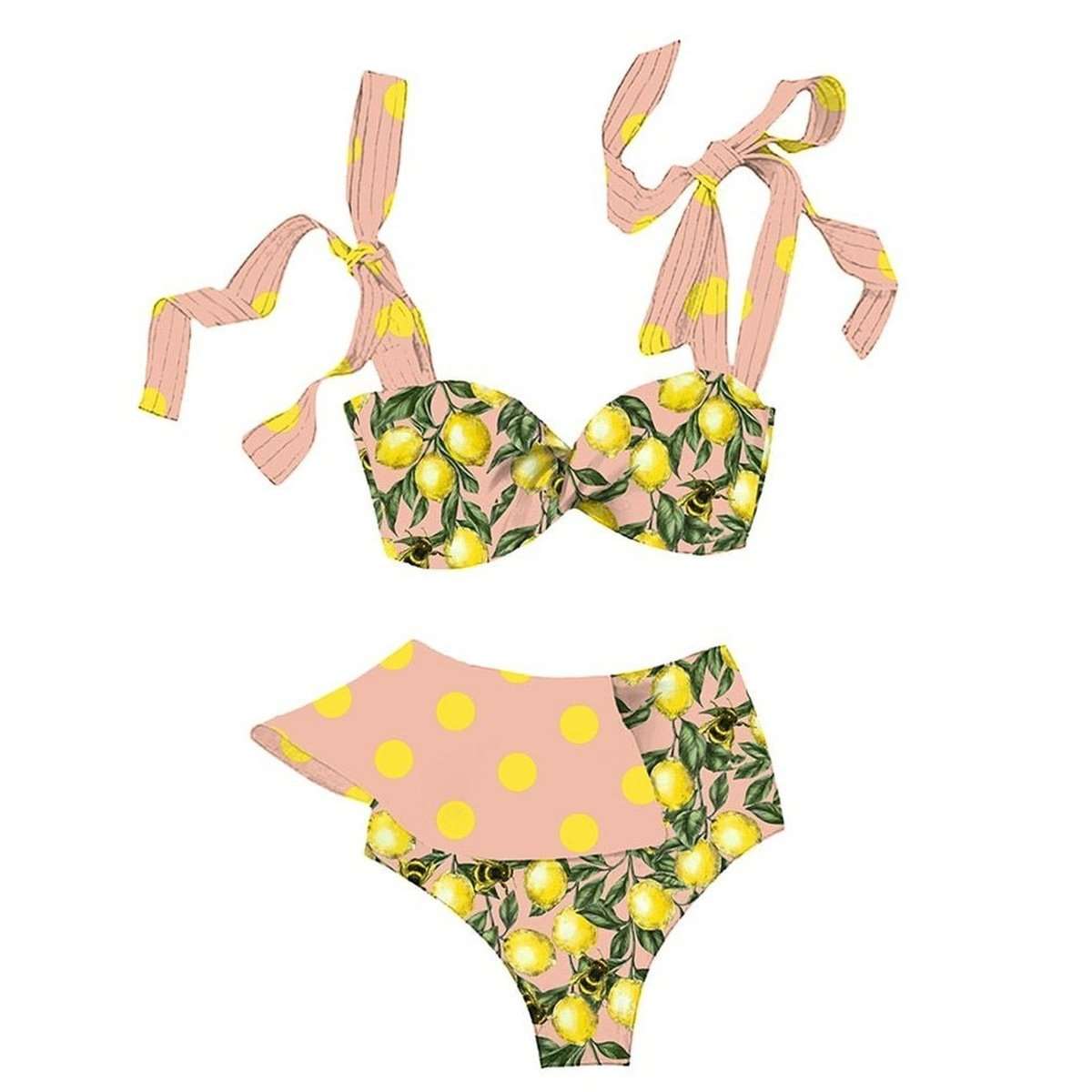 Bandage Bikini Set with Ruffled Push-Up Padded Bra