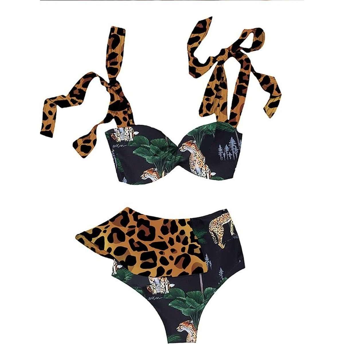 Bandage Bikini Set with Ruffled Push-Up Padded Bra