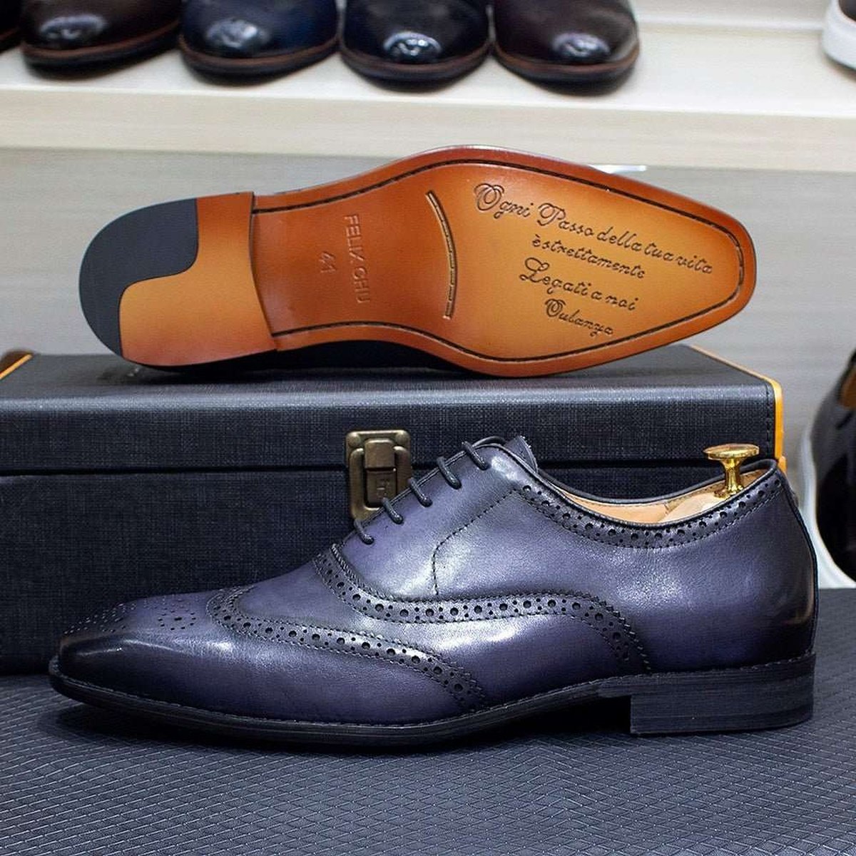 Handmade Men's Oxford Leather Classic Business Formal Shoe