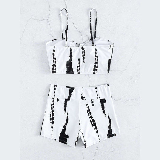 High Waist Shorts Bikini Drawstring Swimsuit Beachwear