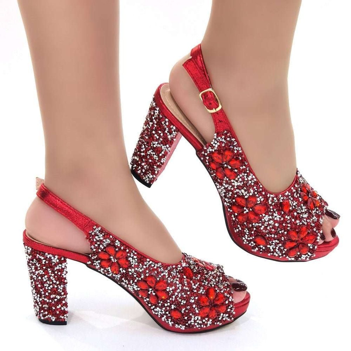 Ladies Party High Heel Sandals with Full Diamond Design
