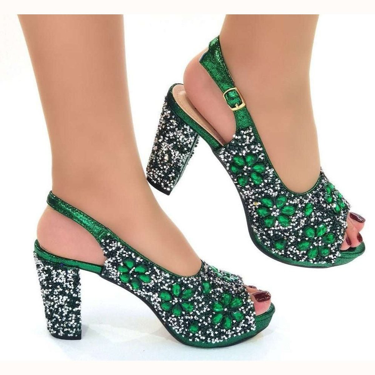 Ladies Party High Heel Sandals with Full Diamond Design