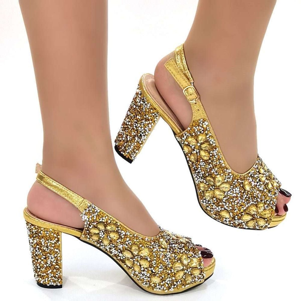 Ladies Party High Heel Sandals with Full Diamond Design