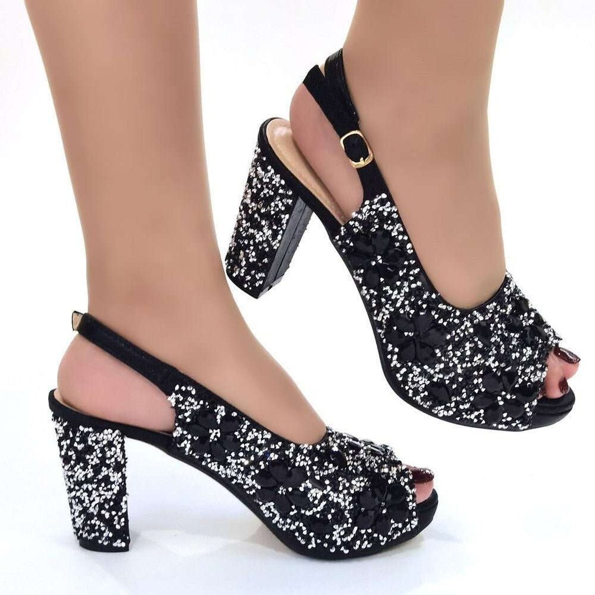 Ladies Party High Heel Sandals with Full Diamond Design