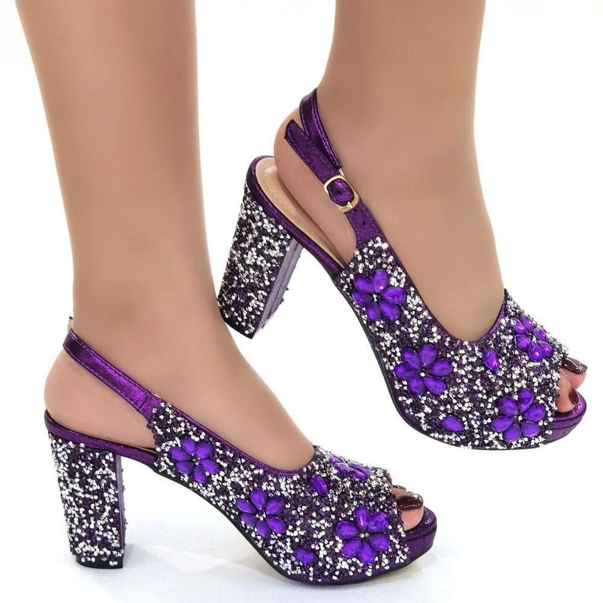 Ladies Party High Heel Sandals with Full Diamond Design