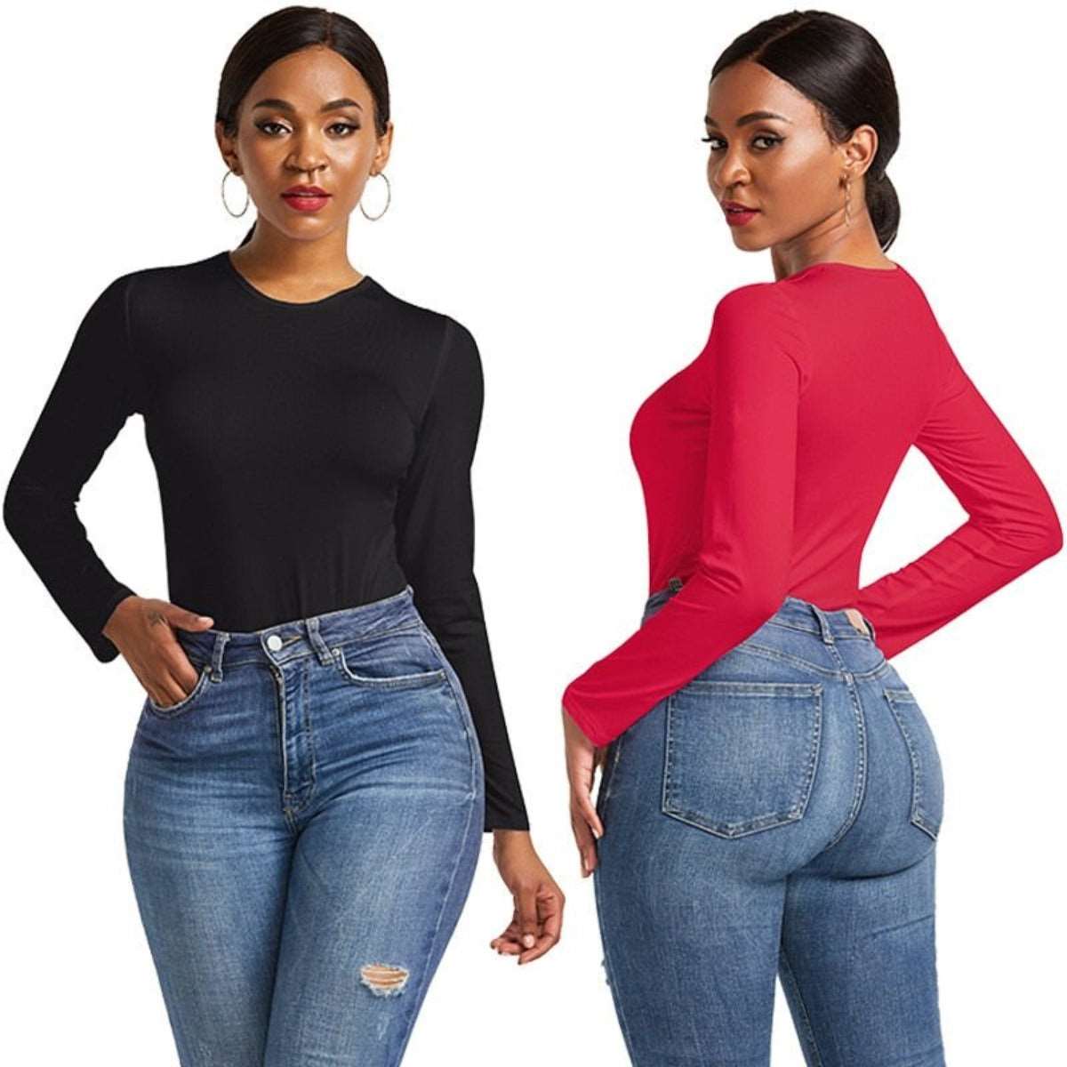 Chic Long Sleeve Bodycon Romper Bodysuit for Women
