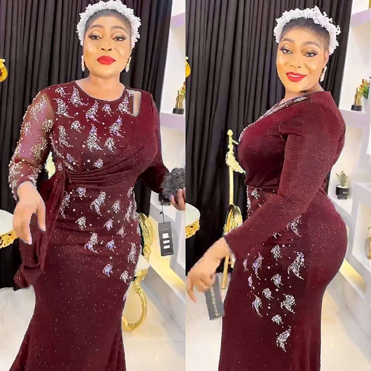 Luxury Women Plus Size African Wedding Party Long Dress