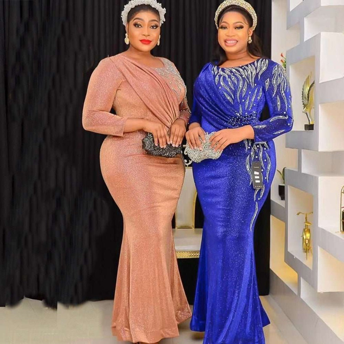 Luxury Women Plus Size African Wedding Party Long Dress