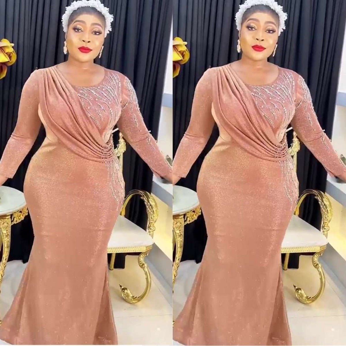 Luxury Women Plus Size African Wedding Party Long Dress