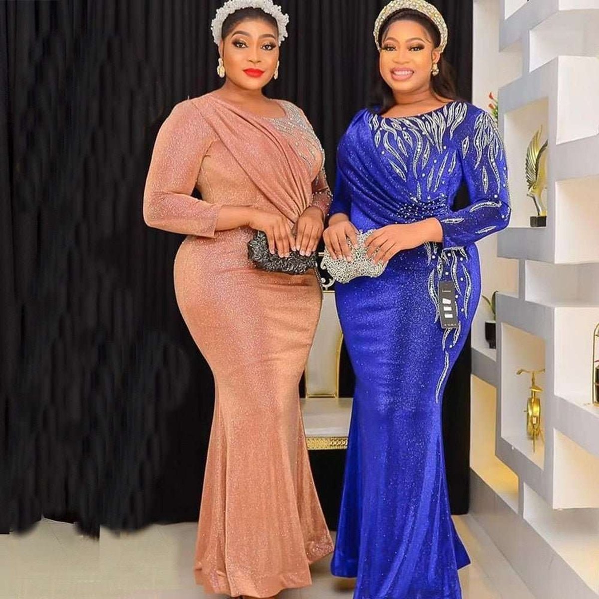 Luxury Women Plus Size African Wedding Party Long Dress