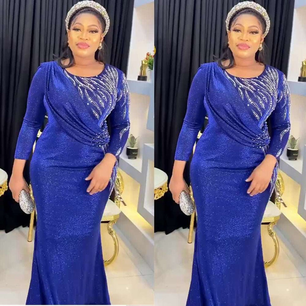 Luxury Women Plus Size African Wedding Party Long Dress