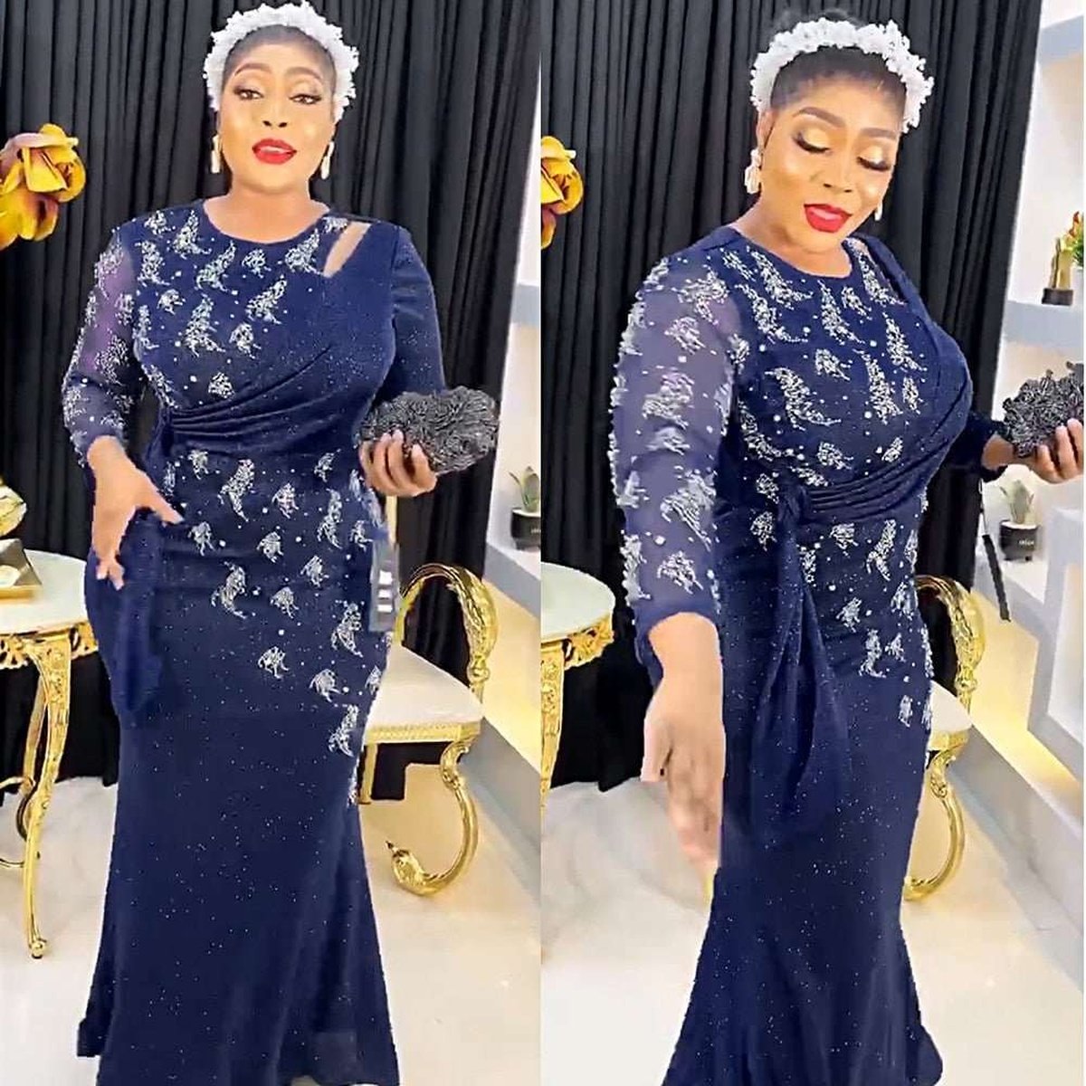 Luxury Women Plus Size African Wedding Party Long Dress