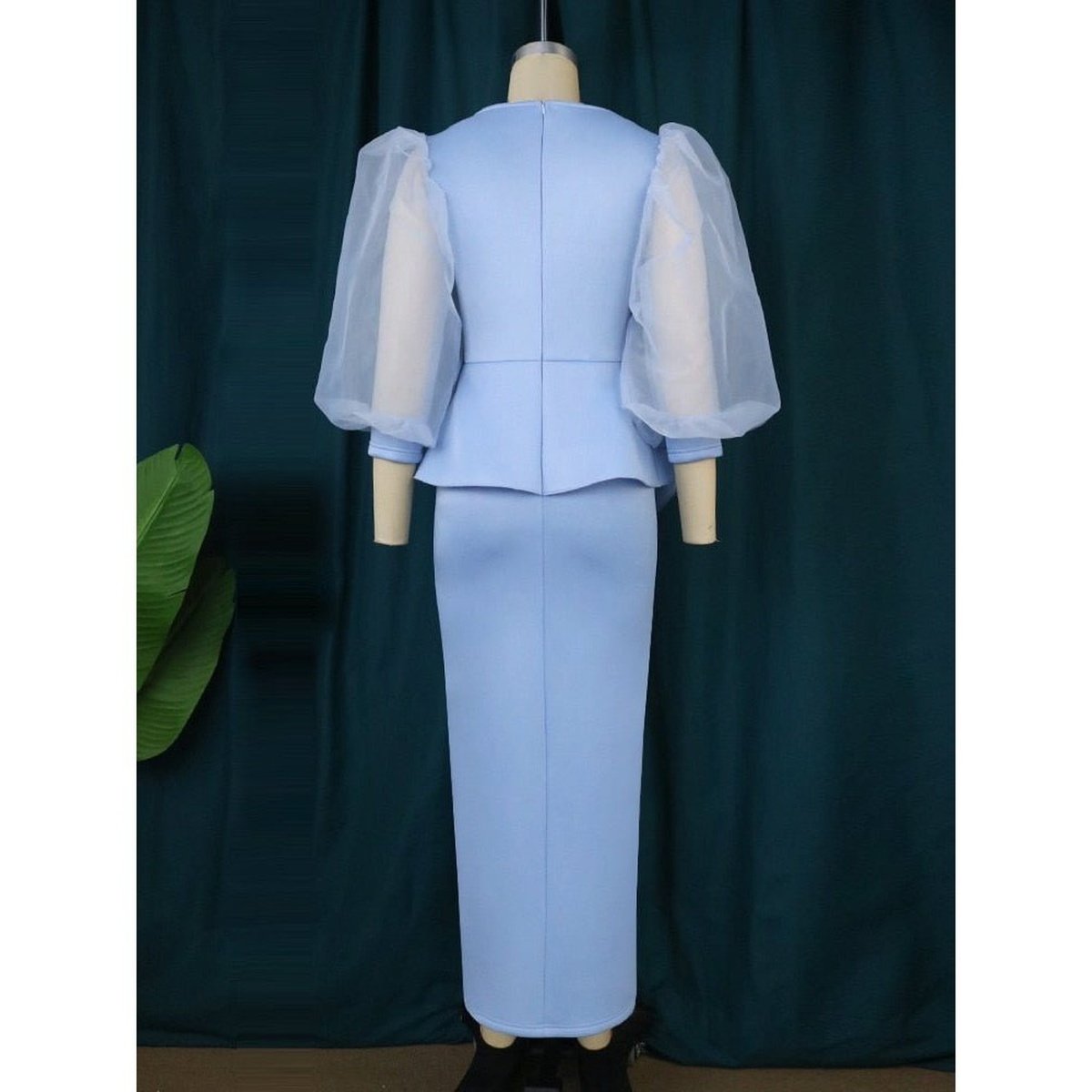 Chic Women Long & High Waist Slit Dress with Long Sleeve