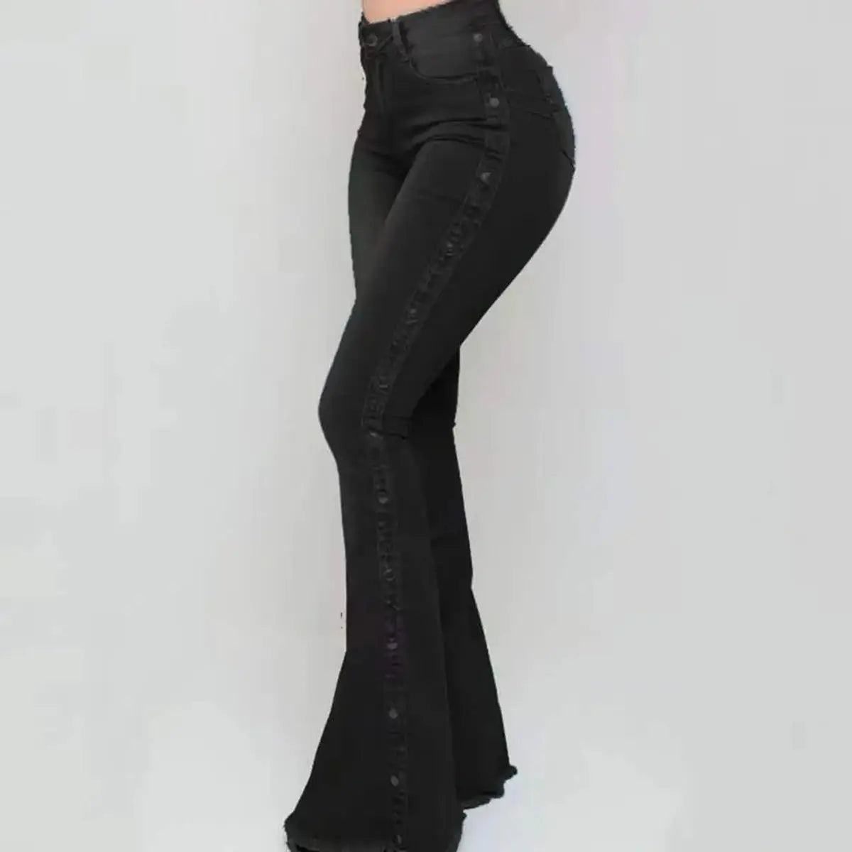 Denim Skinny Bell Bottom Pocket Trousers for Women