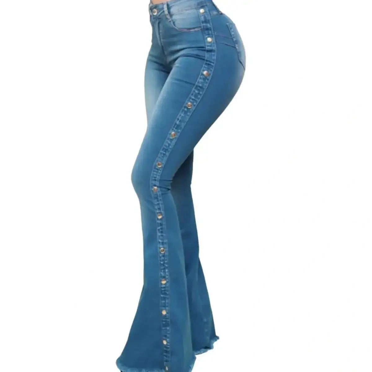 Denim Skinny Bell Bottom Pocket Trousers for Women