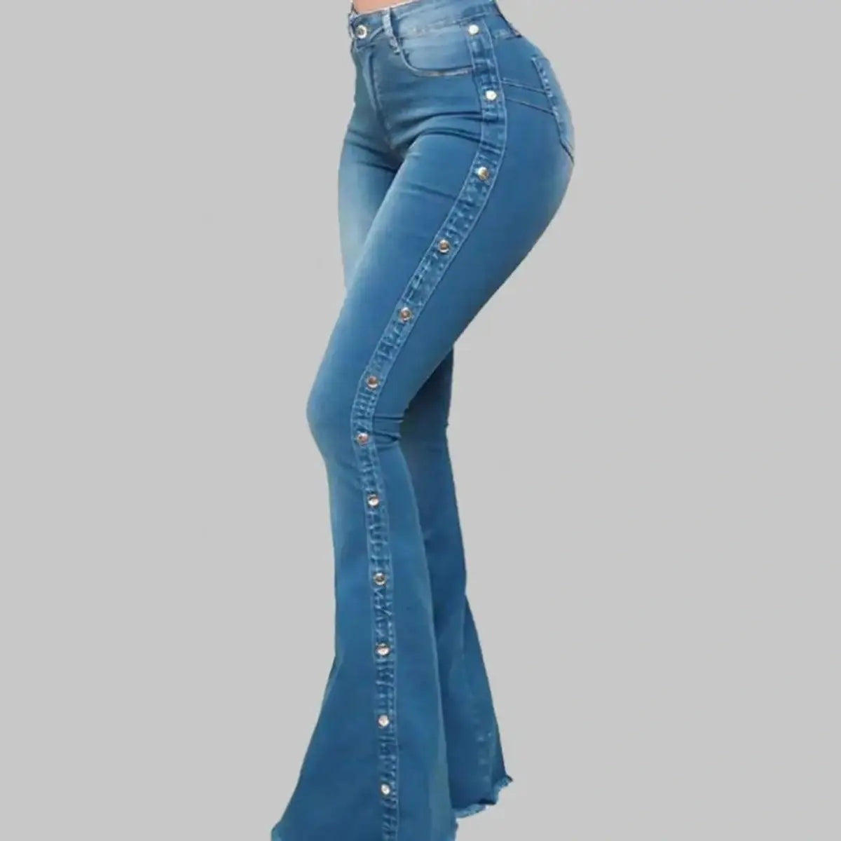 Denim Skinny Bell Bottom Pocket Trousers for Women