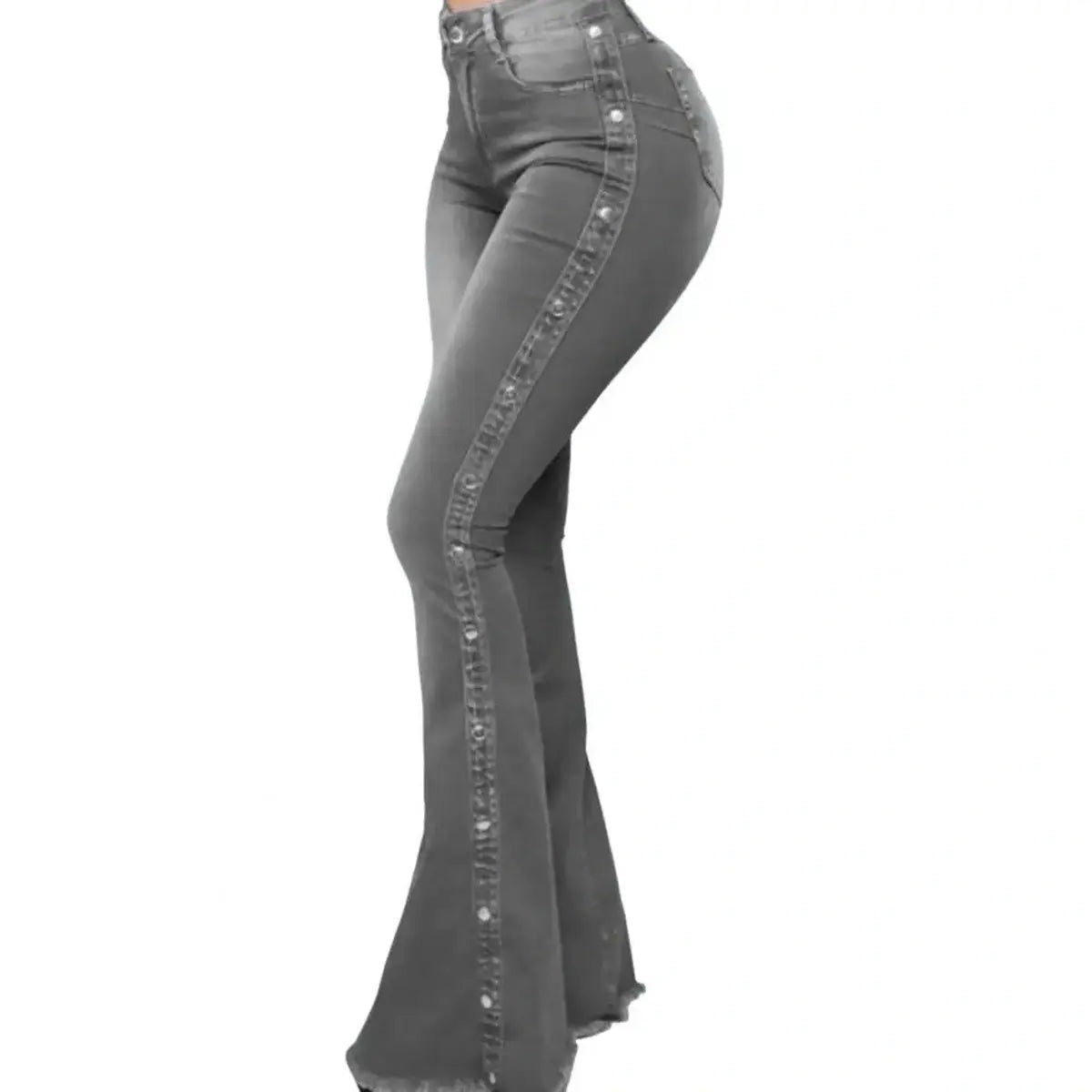 Denim Skinny Bell Bottom Pocket Trousers for Women