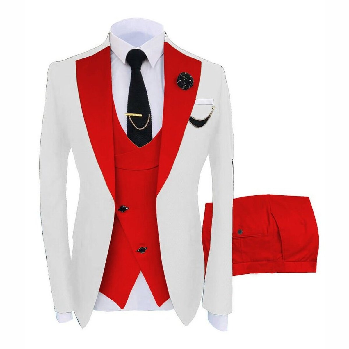 Elegance Slim Fit 3-Piece Suit Set with Coat, Vest, & Pants