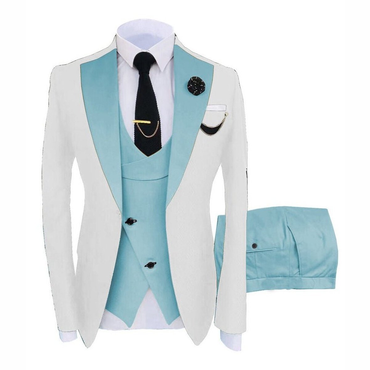 Elegance Slim Fit 3-Piece Suit Set with Coat, Vest, & Pants