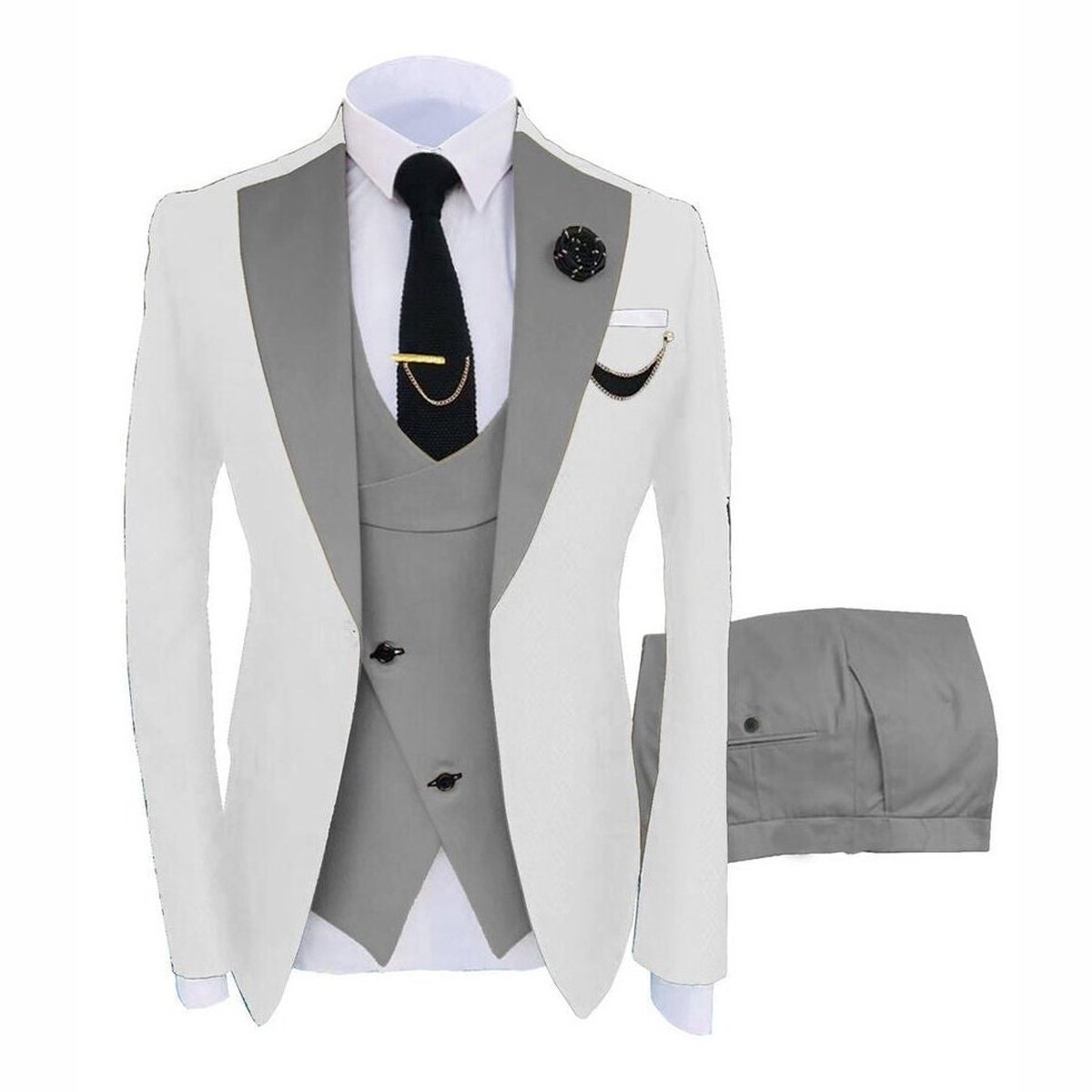 Elegance Slim Fit 3-Piece Suit Set with Coat, Vest, & Pants