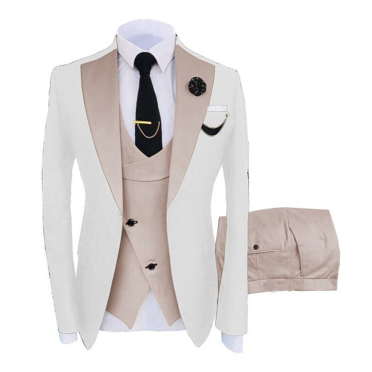 Elegance Slim Fit 3-Piece Suit Set with Coat, Vest, & Pants