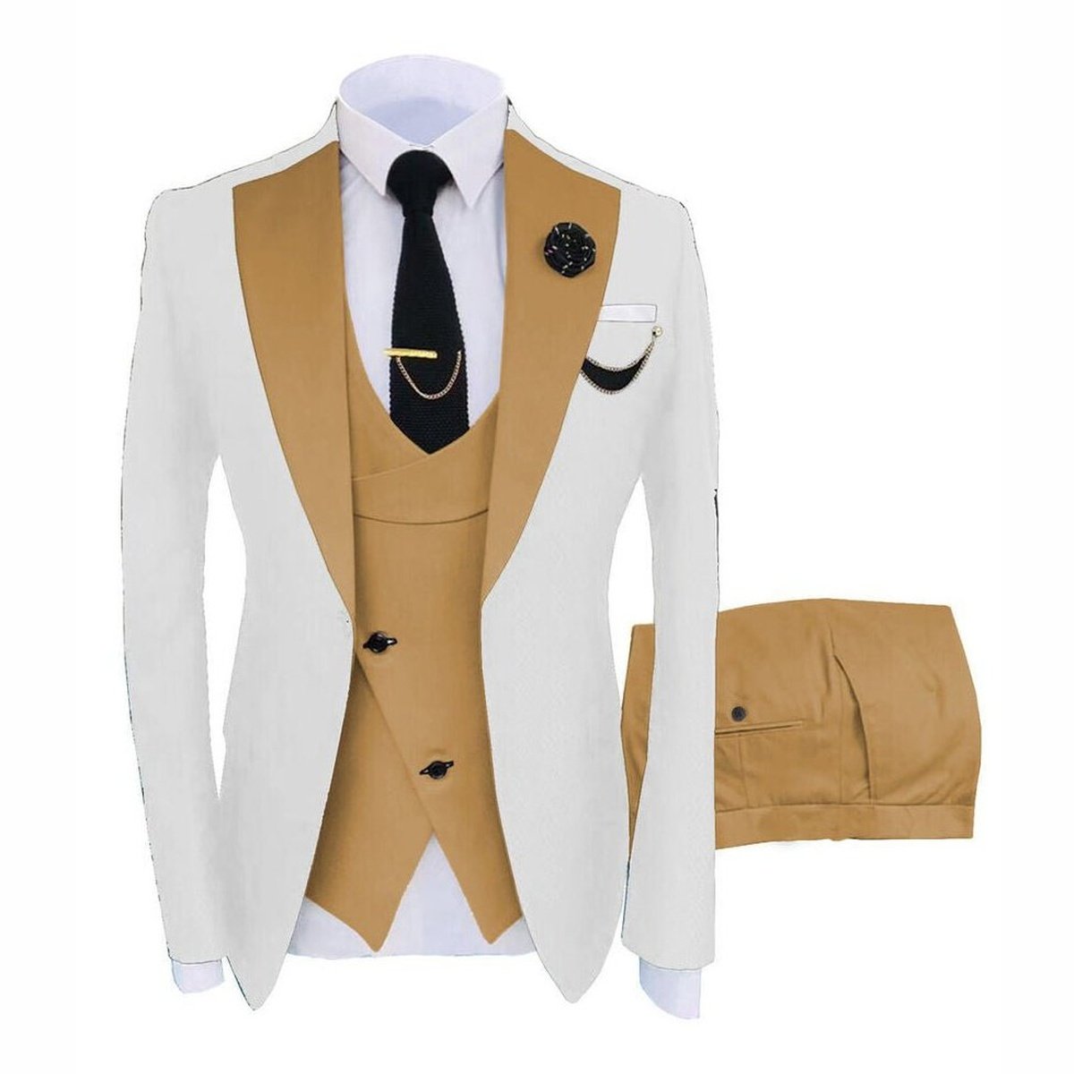 Elegance Slim Fit 3-Piece Suit Set with Coat, Vest, & Pants