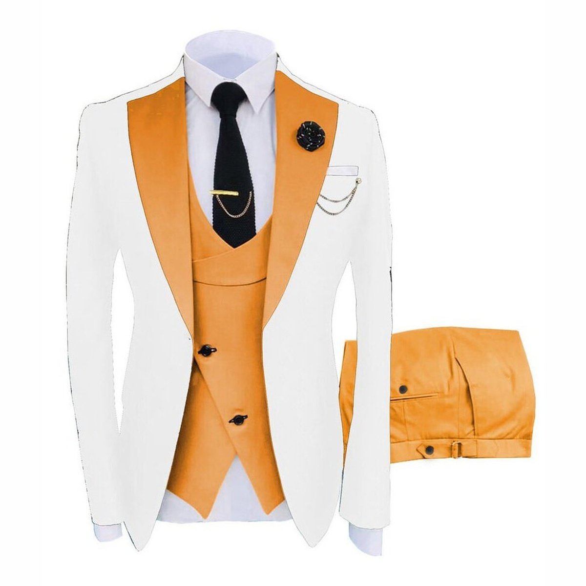 Elegance Slim Fit 3-Piece Suit Set with Coat, Vest, & Pants