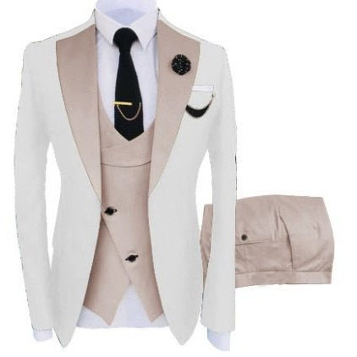 Elegance Slim Fit 3-Piece Suit Set with Coat, Vest, & Pants