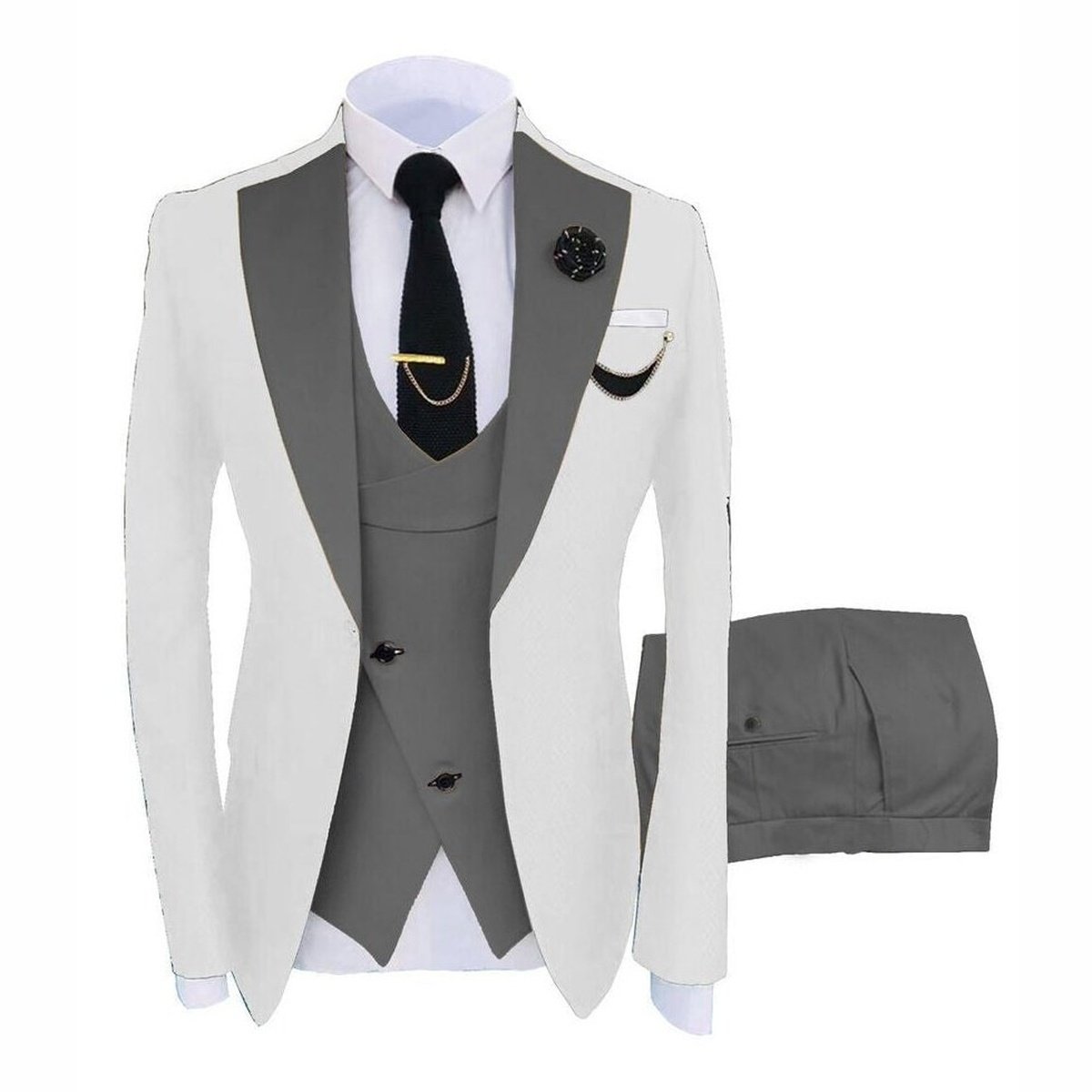 Elegance Slim Fit 3-Piece Suit Set with Coat, Vest, & Pants