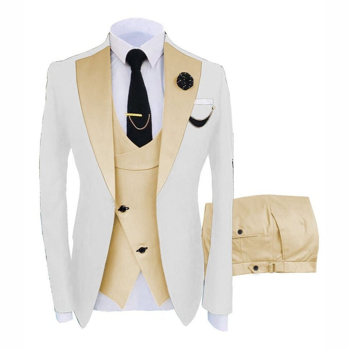 Elegance Slim Fit 3-Piece Suit Set with Coat, Vest, & Pants
