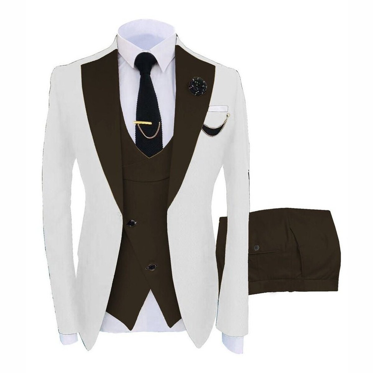 Elegance Slim Fit 3-Piece Suit Set with Coat, Vest, & Pants