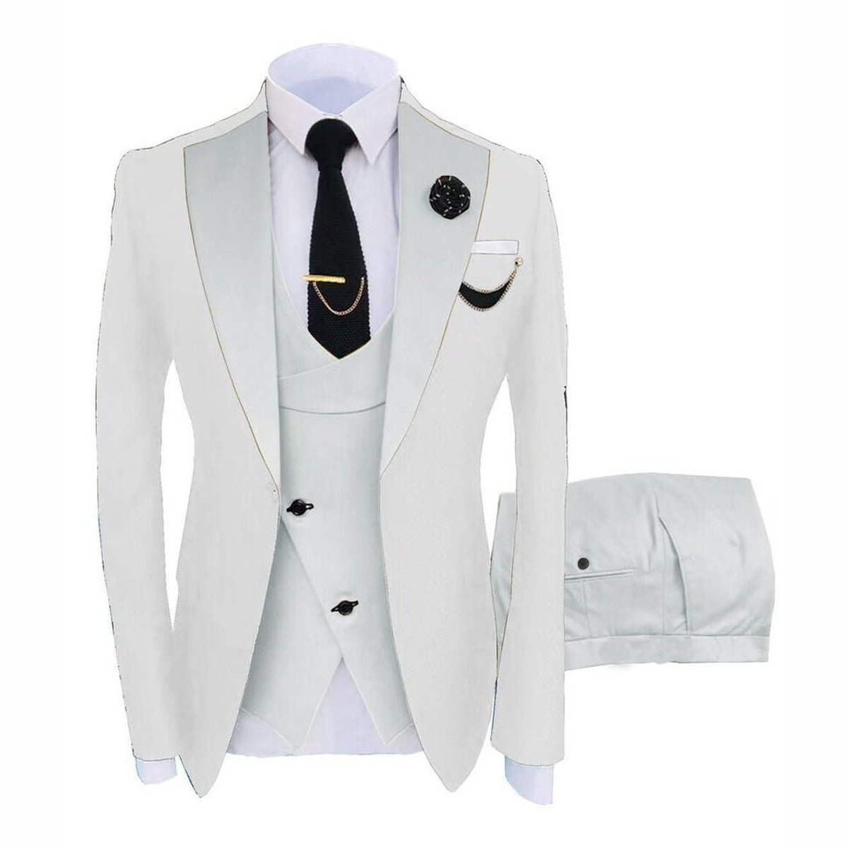 Elegance Slim Fit 3-Piece Suit Set with Coat, Vest, & Pants