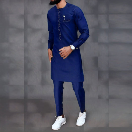 Men Sets Kaftan Luxury Clothes Outfit with Long Sleeve Shirts & pants