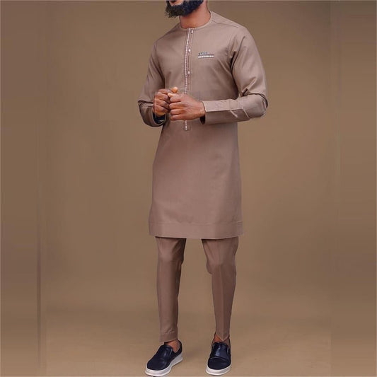 Men Sets Kaftan Luxury Clothes Outfit with Long Sleeve Shirts & pants